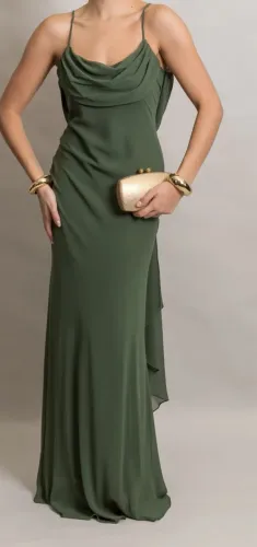 Vestido de festa verde oliva - Tam P