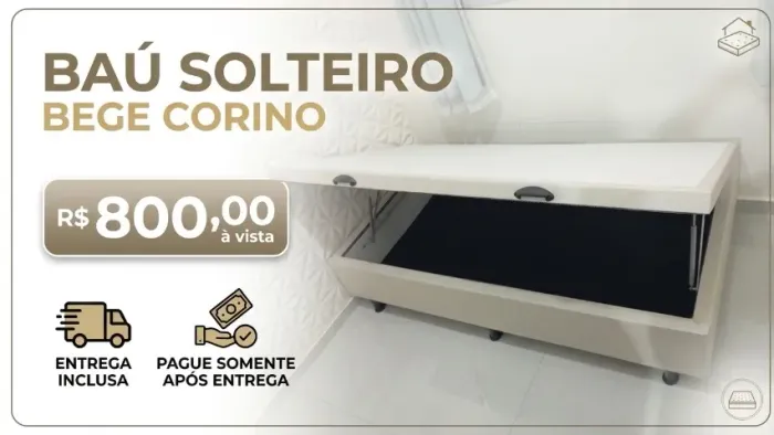 Baú Solteiro Bege Corino