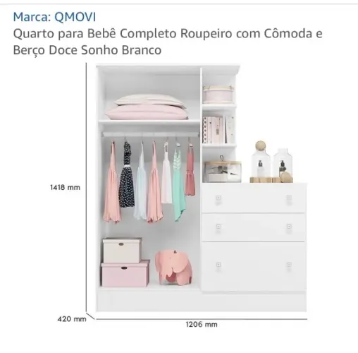 Berço com guarda-roupas doce sonho