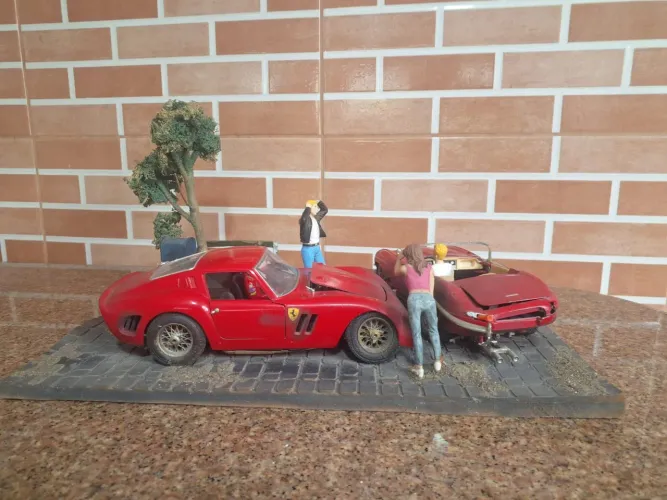 Diorama acidente Ferrari escala 1:18