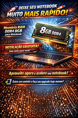 Memória RAM 8Gb DDR4 para notebooks com instalação grátis