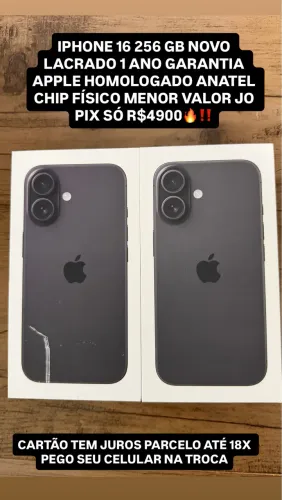 iPhone 16 256 gb novo lacrado 1 ano garantia Apple + NF