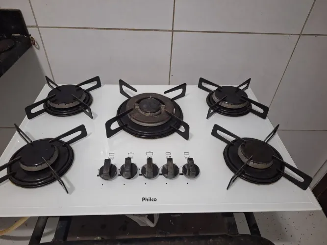 Cooktop a gás e elétrico mesa de vidro 5 bocas  