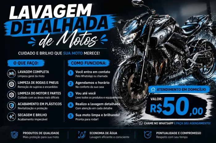 Lavagem Detalhada de Motos | Atendimento em Casa