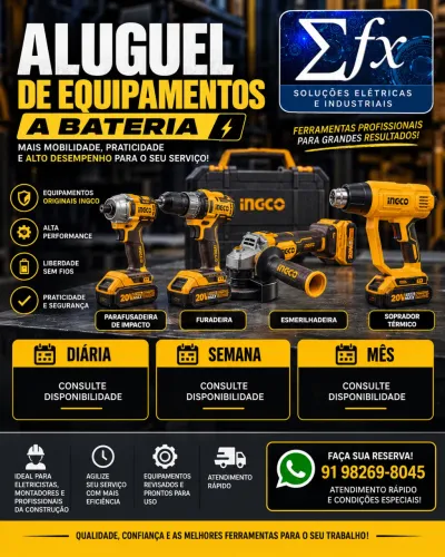 Aluguel de ferramentas a baterias