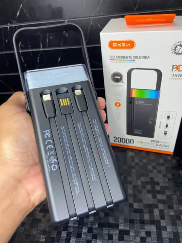 Power Bank 20.000mAh MiniMon 45W com Luz Ambiente - Modelo MM-CDB341