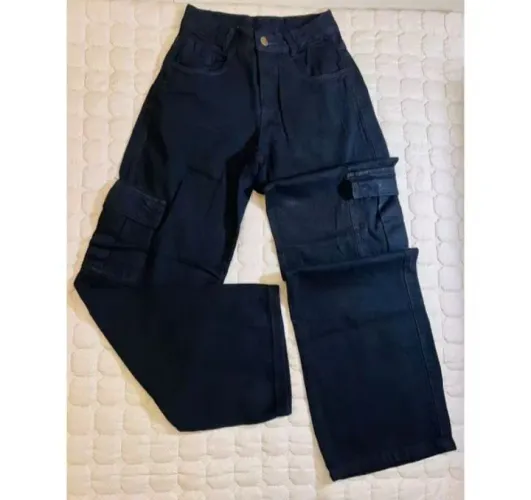 V/CALÇA JEANS CARGO PRETA N:36