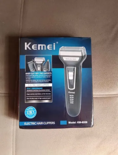 Máquina de Barbear Elétrica Kemei 3 em 1 Nova | Aparador de Barba, Cabelo e Nariz