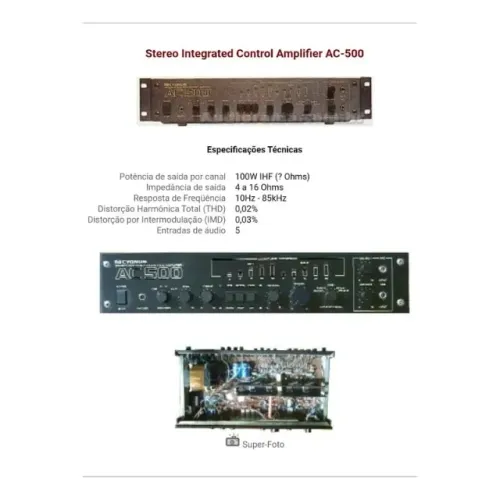 Amplificador Cygnus Ac 500, Lindo, Ñ Gradiente, Polyvox, Cce Preto 100 W 127/220v (Usado)