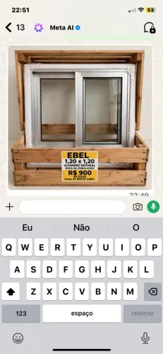 Duas janelas EBEL 1.20x1.20 alumínio natural novas na embalagem
