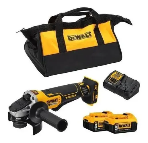 Esmerilhadeira Angular 115-125mm 20V Brushless DEWALT DCG413P2 Bateria Carregador e Bolsa 