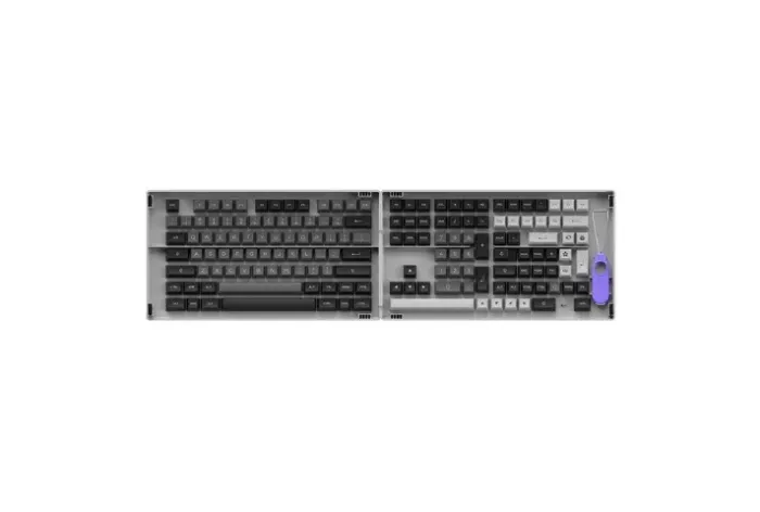Teclas Akko para Teclado Mecânico, ASA PBT Double Shot, 197 Peças, ANSI, Preto e Cinza 