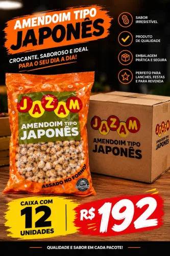 Amendoim Tipo Japonês Jazam - Caixa com 12 Unidades por R$ 192