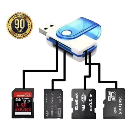 Leitor Gravador Cartão Memória, Pro Duo,sd, M2, SD, microSD, CF, MMC, Memory Stick, XD e o