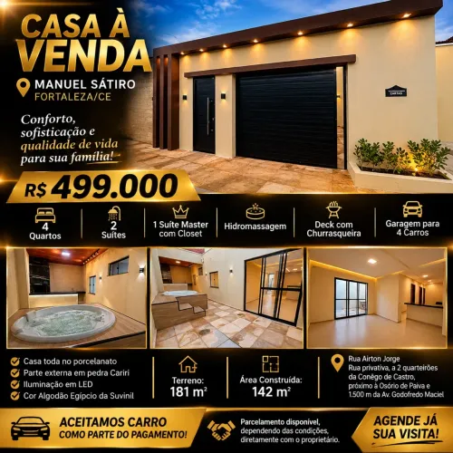 CASA DE ALTO PADRÃO À VENDA NO MANUEL SÁTIRO - FORTALEZA/CE