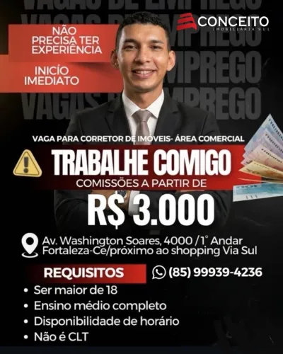 VAGA PARA CORRETORES DE IMÓVEIS 