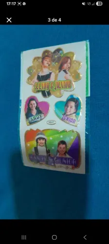 Adesivo infantil anos 90 para colecionar Sandy e Junior 