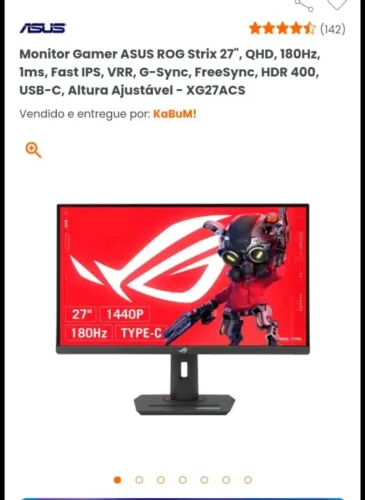 Monitor Asus Rog Steix 27" Gamer