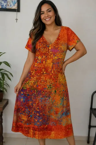 ? **VESTIDO DE MALHA ESTAMPADO - TAMANHO G** ?