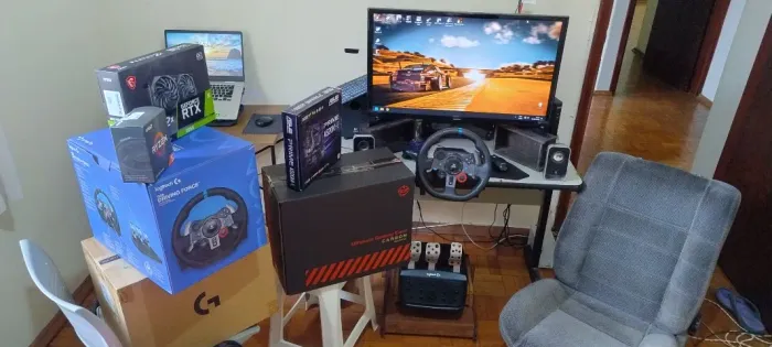 Pc Gamer Pichau+Volante+Banco+Tv+Mesa