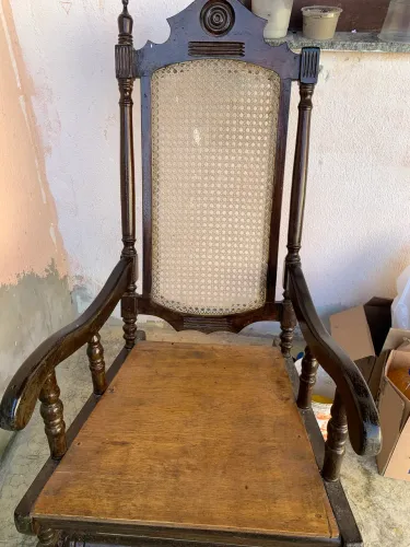 Cadeira de balanço rústica madeira maciça