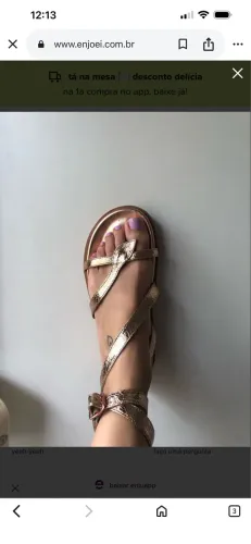 Sandália rosé Gold papete de amarrar na perna