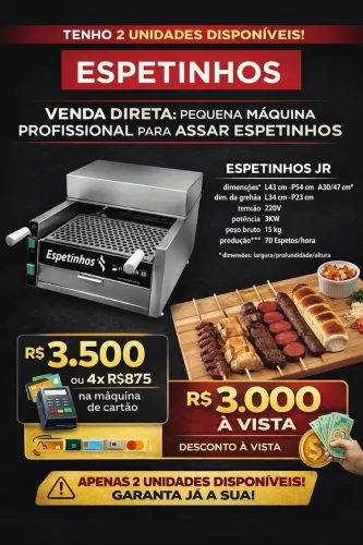 Churrasqueira elétrica para espetinhos 3KW de potência
