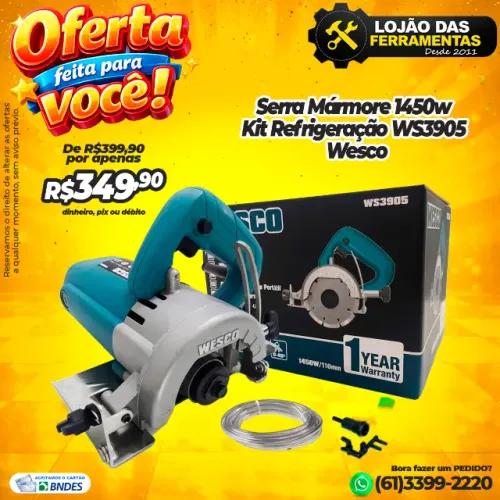 Serra Mármore 1450w Kit Refrigeração WS3905 Wesco