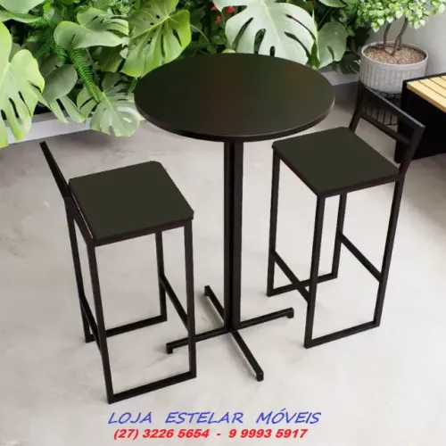 Mesa e banquetas alta para área gourmet