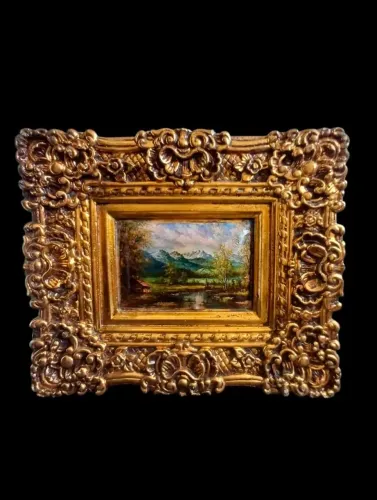Quadro Óleo Sobre Tela "Lago das Montanhas"