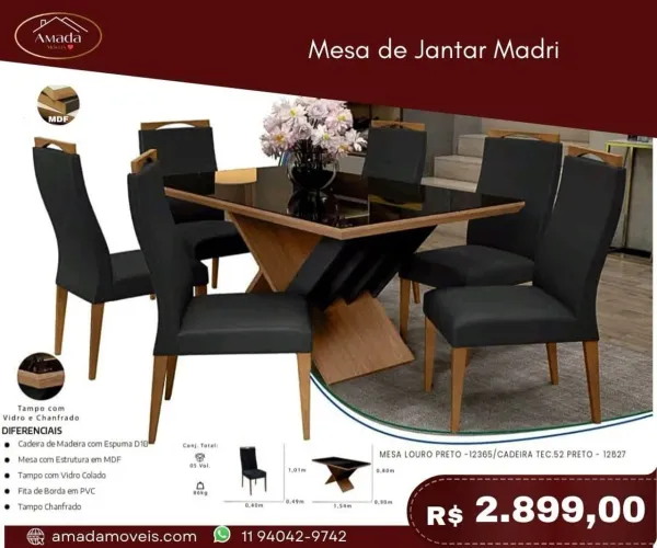 Mesa de Jantar Madri - à pronta entrega