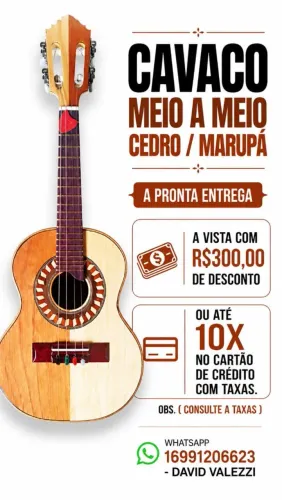 CAVAQUINHO MEIO A MEIO CEDRO E MARUPÁ - LUTHIER FLÁVIO TORRES.