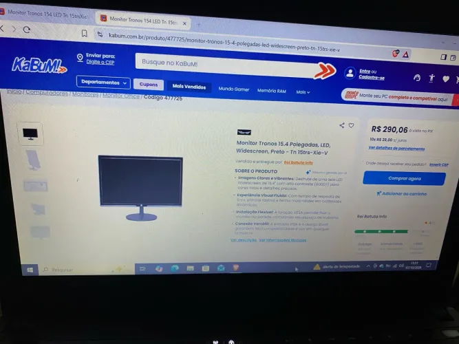 Monitor tronos 15 polegadas