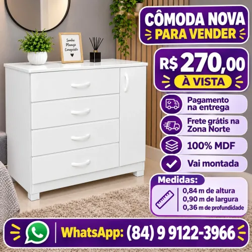 Cômoda montada e nova a venda, entregamos grátis na zona norte.