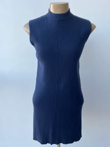 Blusa estilo colete em tricô azul marinho DUDALINA