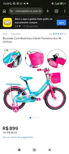 Bicicleta infantil menina