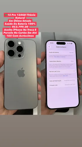 iPhone 15 PRO 128GB Titânio Natural (Usado)
