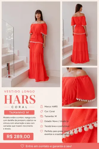 Vestido longo HARS Coral