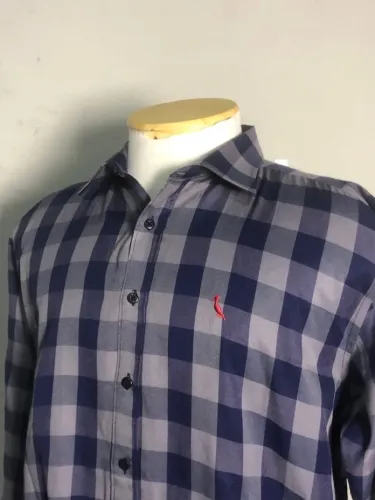 camisa reserva xadrez slim fit azul gg