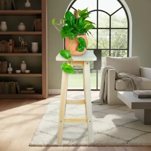 Banco Banqueta Alta Madeira Maciça 70cm Resistente Cozinha