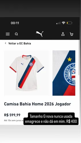 Camisa Bahia 2026 Jogador Tamanho G