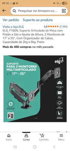 Suporte articulado de mesa para 2 monitores de 17 a 35 polegadas 