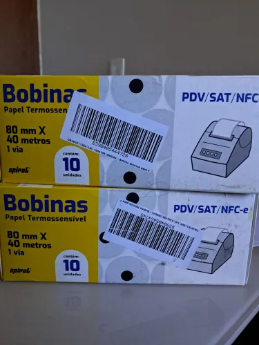 Bobina pdv cupom 80mm 40 metros cx 10 unidades 