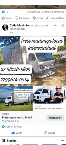 frete mudança local e interestadual