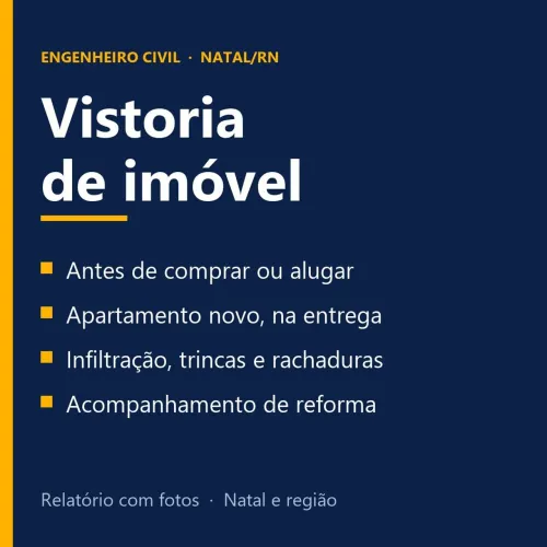 Engenheiro civil em Natal: vistoria de imóvel e avaliação de infiltração