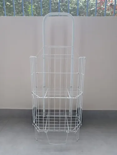 Carrinho Feira Metal Dobrável Branco