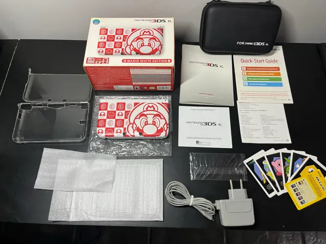 Nintendo 3ds XL Mario White Edition ASI IMPECÁVEL completo