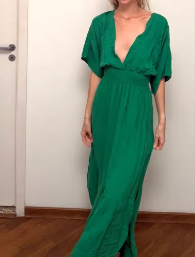 Vestido comprido verde veste p-m (36-44)