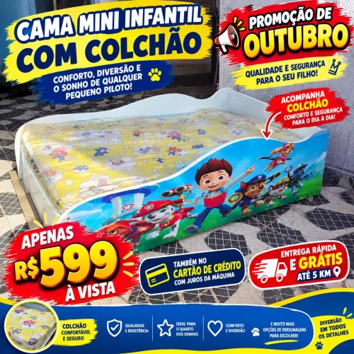 CAMA MINI INFANTIL NOVA COM COLCHÃO