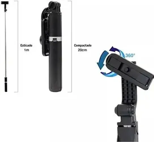 Bastão Pau de Selfie com tripé para celular e Câmera com Bluetooth